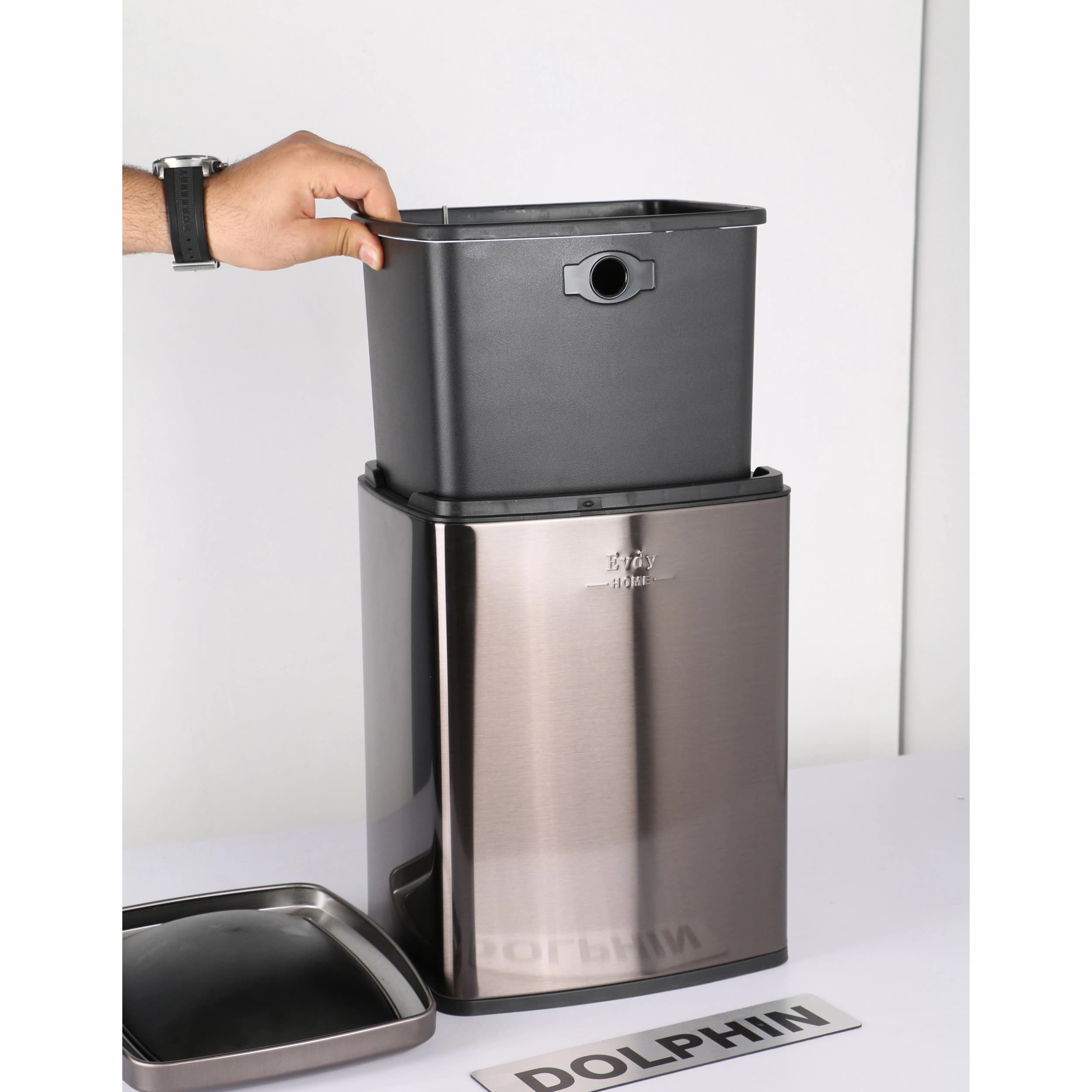 سطل زباله دلفین مدل EV-12-ltr بادبزنی — تصویر ۶