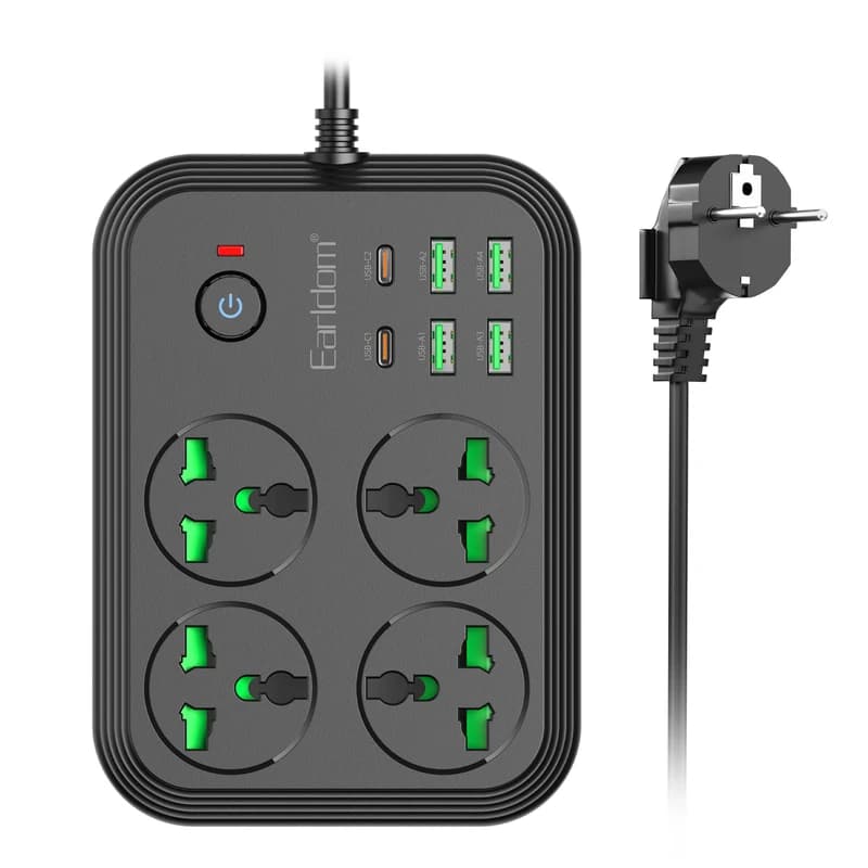 چندراهی برق 3000 وات ارلدام مدل ES-SC25 با کابل 2 متری + شارژر USB و Type-C