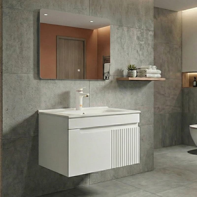 ست کابینت و روشویی دیواری دلفین مدل Flat-7040 | سفید | گارانتی اصالت و سلامت فیزیکی کالا — تصویر ۳