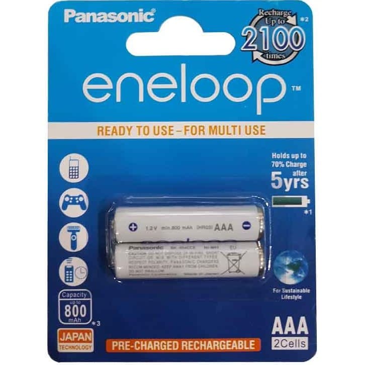 باتری 2 تایی نیم قلمی شارژی Panasonic Eneloop BK-4MCCE 800MA