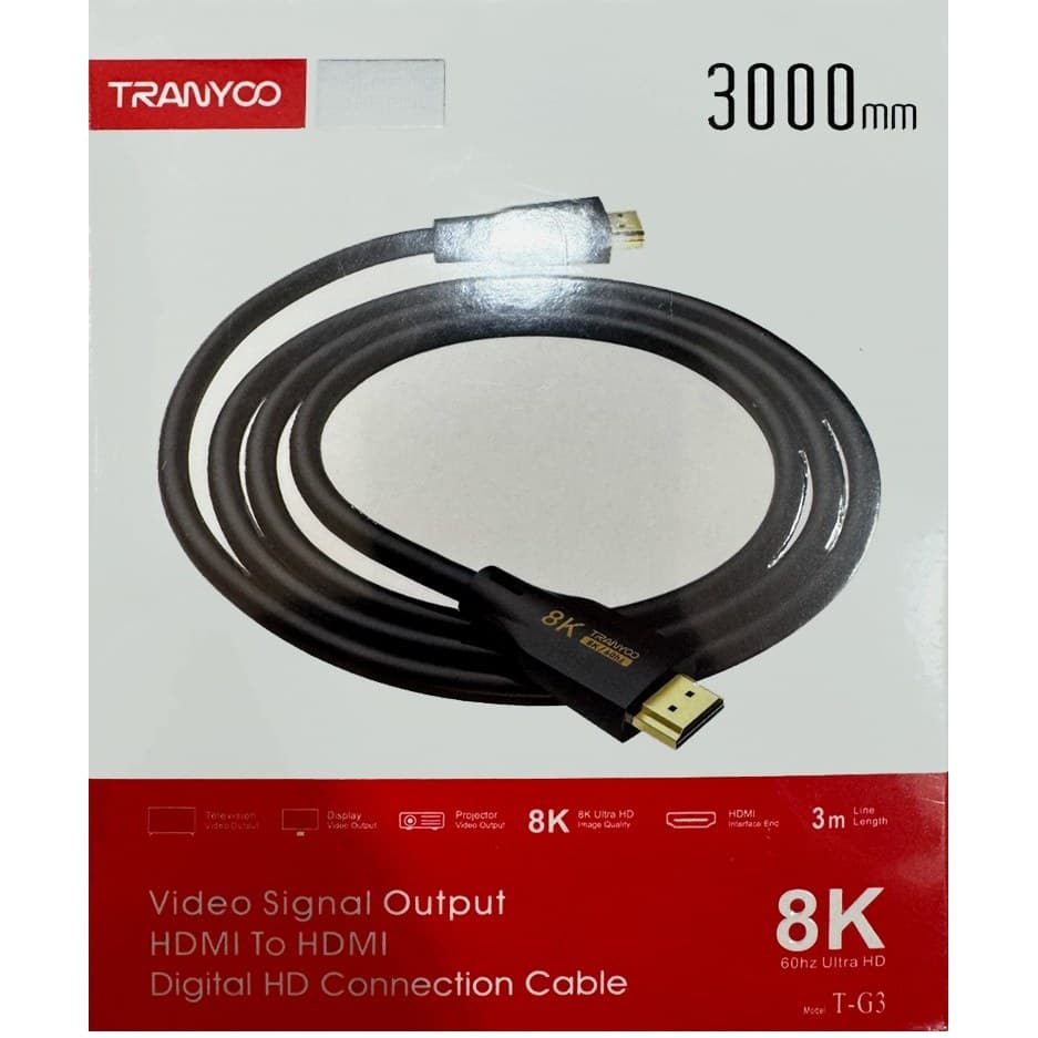کابل HDMI ورژن 2.1 8K طول 3m مدل TRANYOO T-G3
