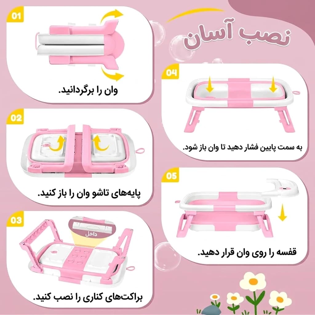 وان حمام کودک تاشو پایه دار مدل AST580 — تصویر ۳