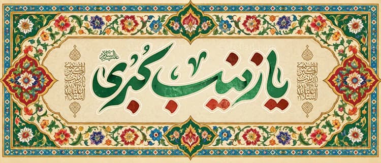 کتیبه پشت منبر میلاد حضرت زینب — تصویر ۲