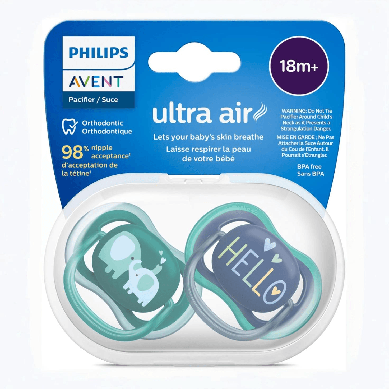 پستانک ارتودنسی بالای ۱۸ماه دوتایی فیلیپس اونت PHILIPS AVENT سریUltraAir مدل SCF349/18