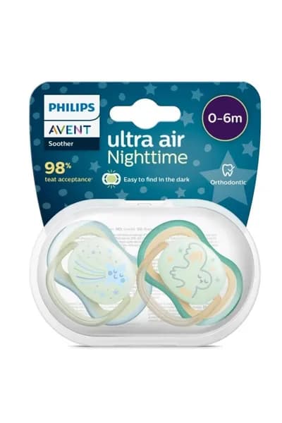 پستانک ارتودنسی شب‌تاب ۰ تا ۶ ماه دوتایی فیلیپس اونت PHILIPS AVENT سری UltraAir مدل SCF376/18 — تصویر ۶