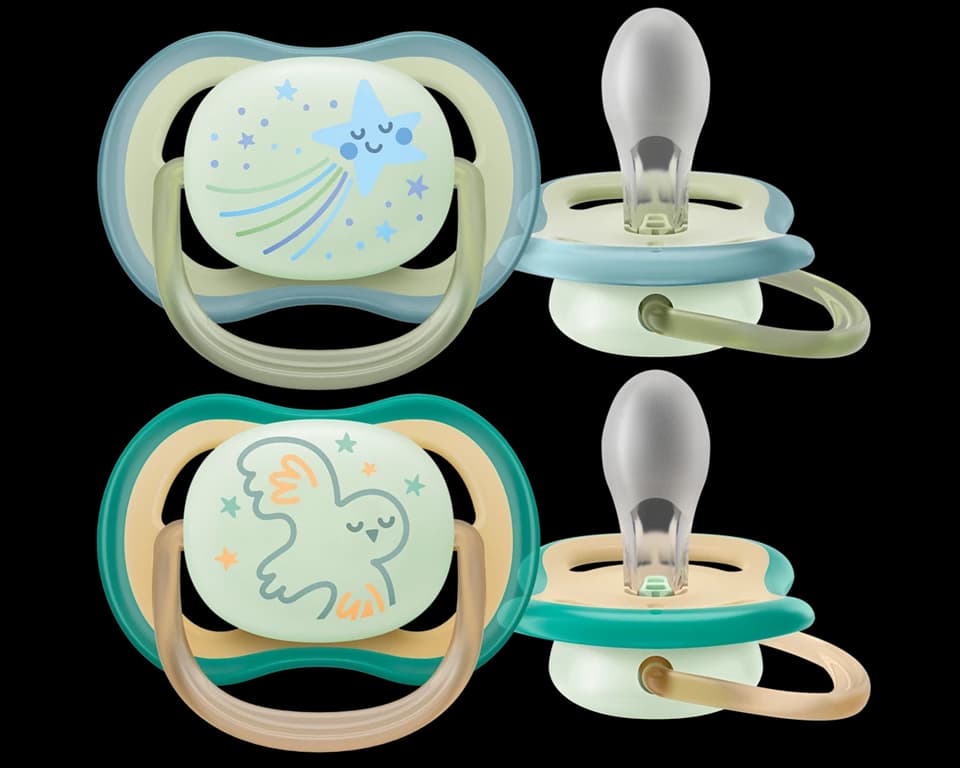 پستانک ارتودنسی شب‌تاب ۰ تا ۶ ماه دوتایی فیلیپس اونت PHILIPS AVENT سری UltraAir مدل SCF376/18 — تصویر ۸