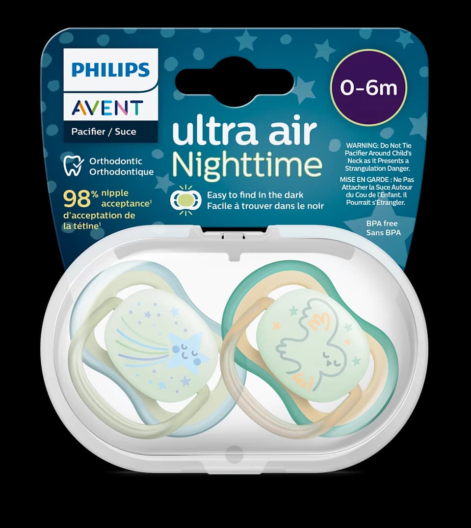 پستانک ارتودنسی شب‌تاب ۰ تا ۶ ماه دوتایی فیلیپس اونت PHILIPS AVENT سری UltraAir مدل SCF376/18 — تصویر ۹