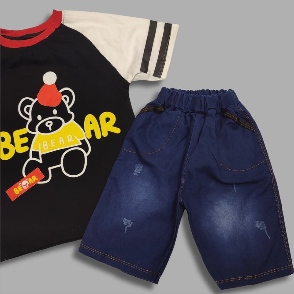 تیشرت شلوارک جین دخترانه پسرانه طرح Bear TED — تصویر ۴