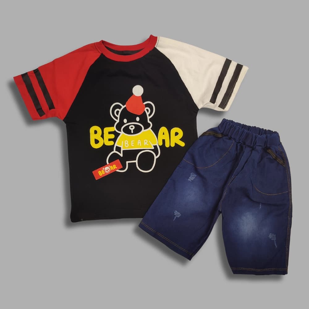 تیشرت شلوارک جین دخترانه پسرانه طرح Bear TED