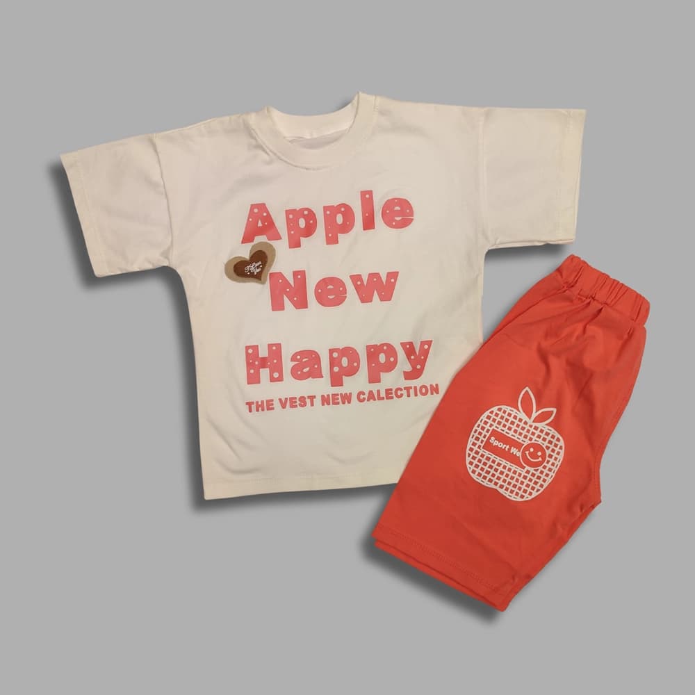 تیشرت شلوارک دخترانه طرح Happy — تصویر ۴
