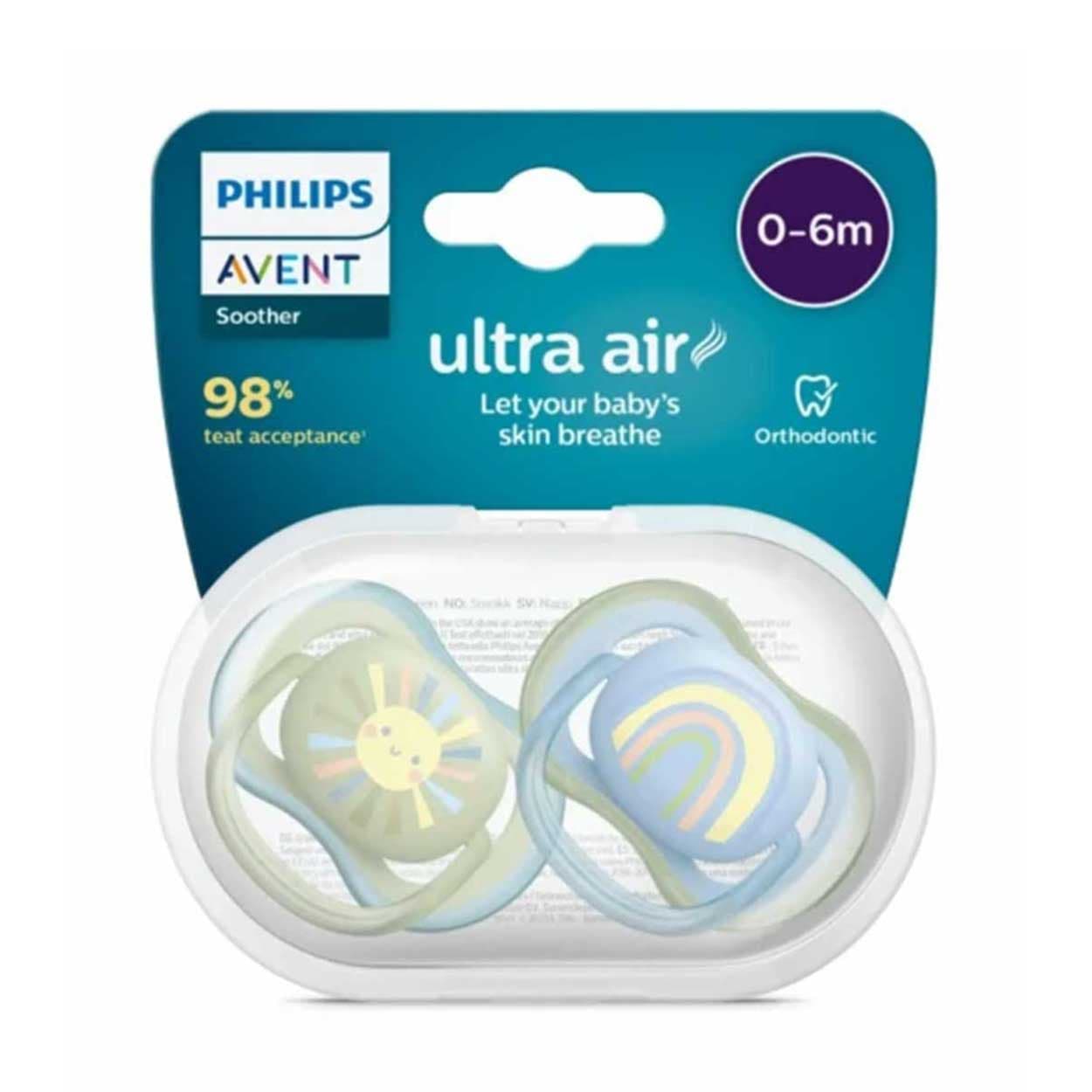 پستانک ارتودنسی ۰تا۶ ماه دوتایی فیلیپس اونت PHILIPS AVENT سری UltraAir مدل SCF085/58