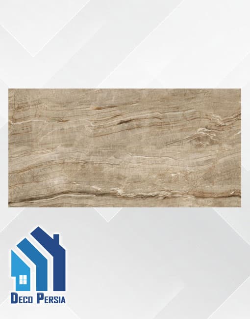 کاشی خاک‌سفید فخار 60×120 طرح ربکا نسکافه ای روشن شوگر افکت