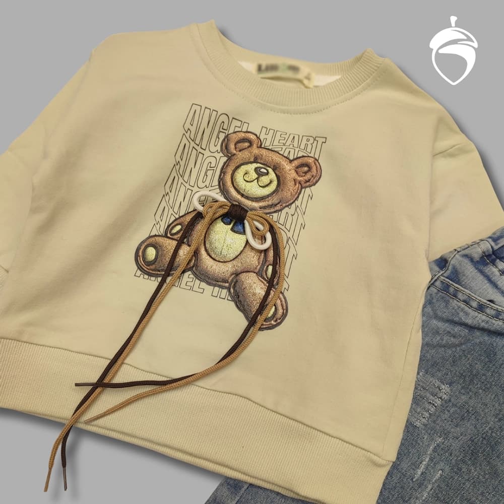 بلوز شلوار جین پسرانه دخترانه نقلی Teddy bear — تصویر ۲