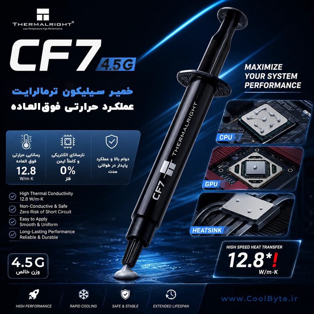 خمیر سیلیکون ترمالرایت CF7 وزن 4.5 گرمی — تصویر ۷