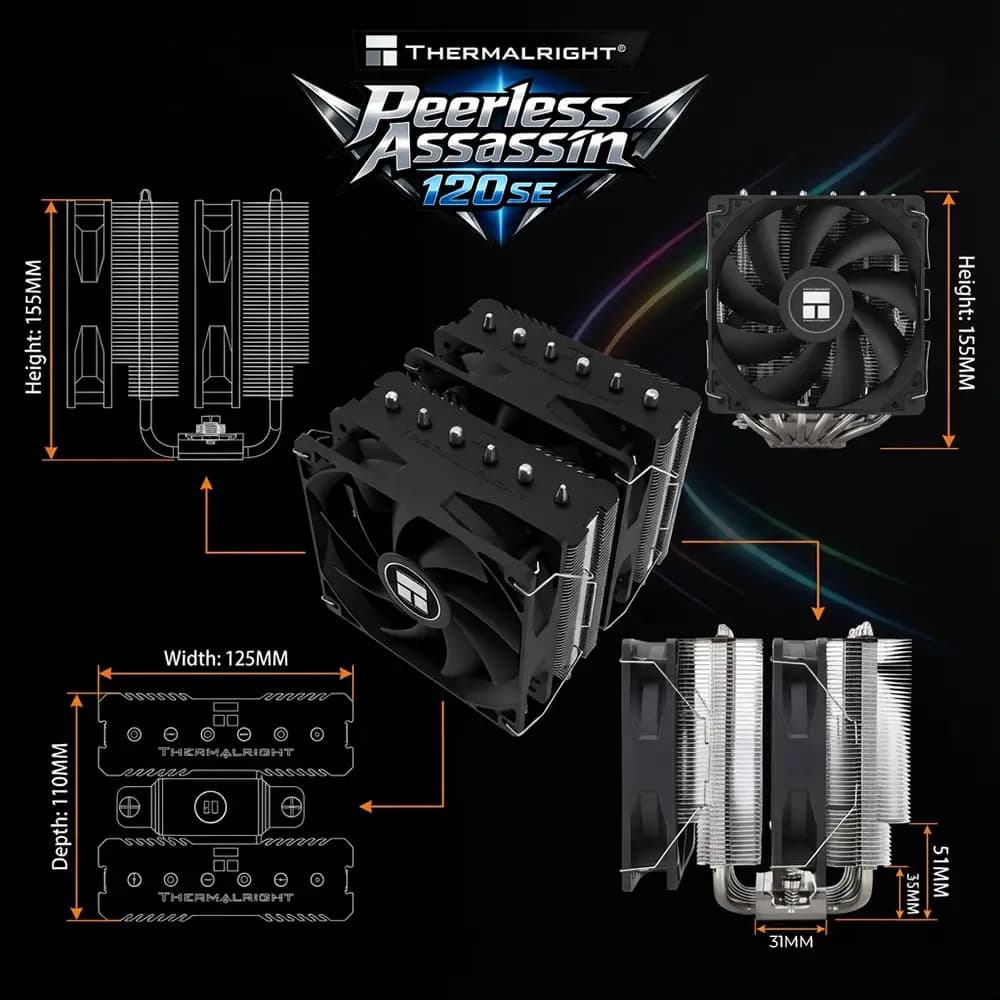 خنک کننده پردازنده ترمالرایت Peerless Assassin 120 SE — تصویر ۷