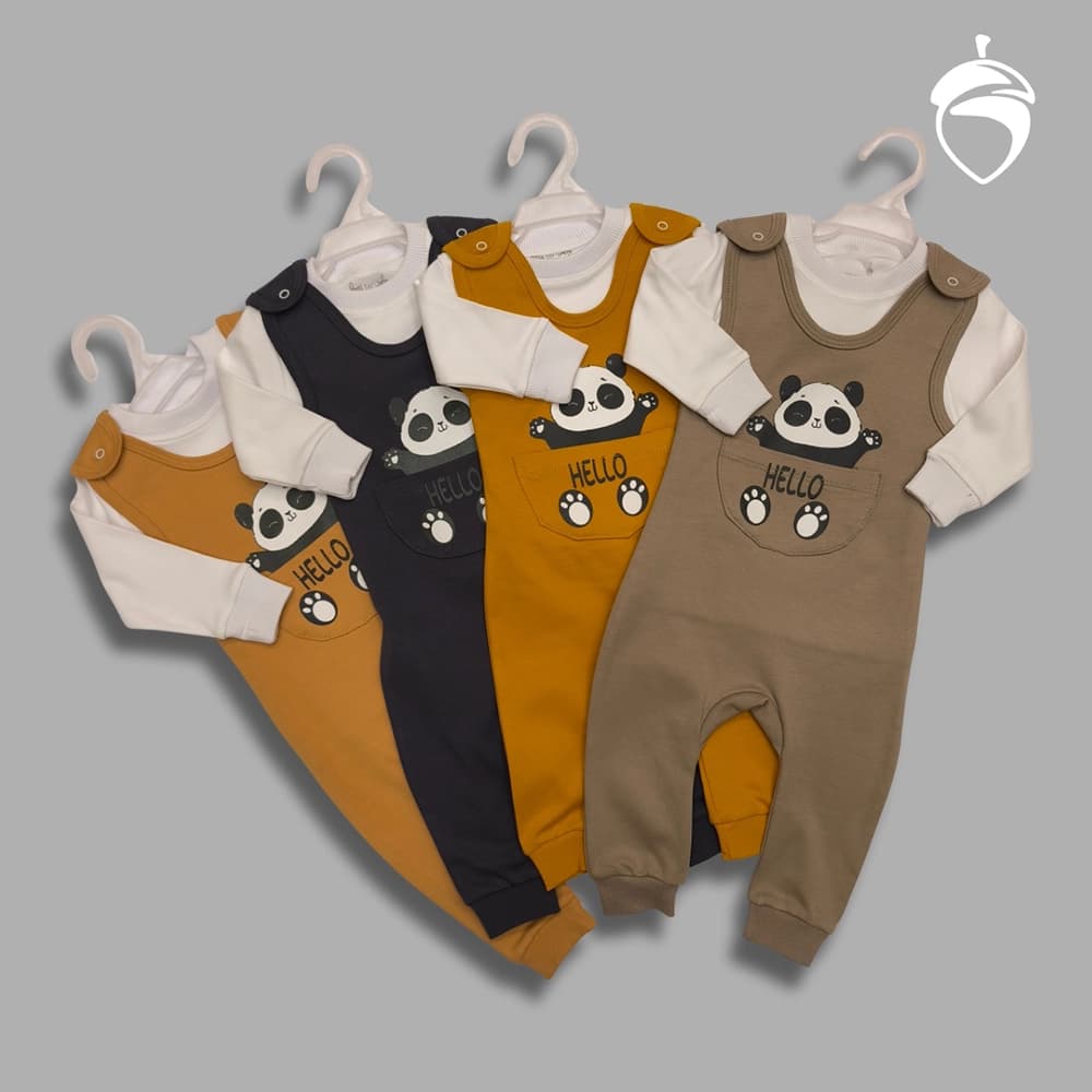 سرهمی دوتیکه نوزادی مدل Hello Panda