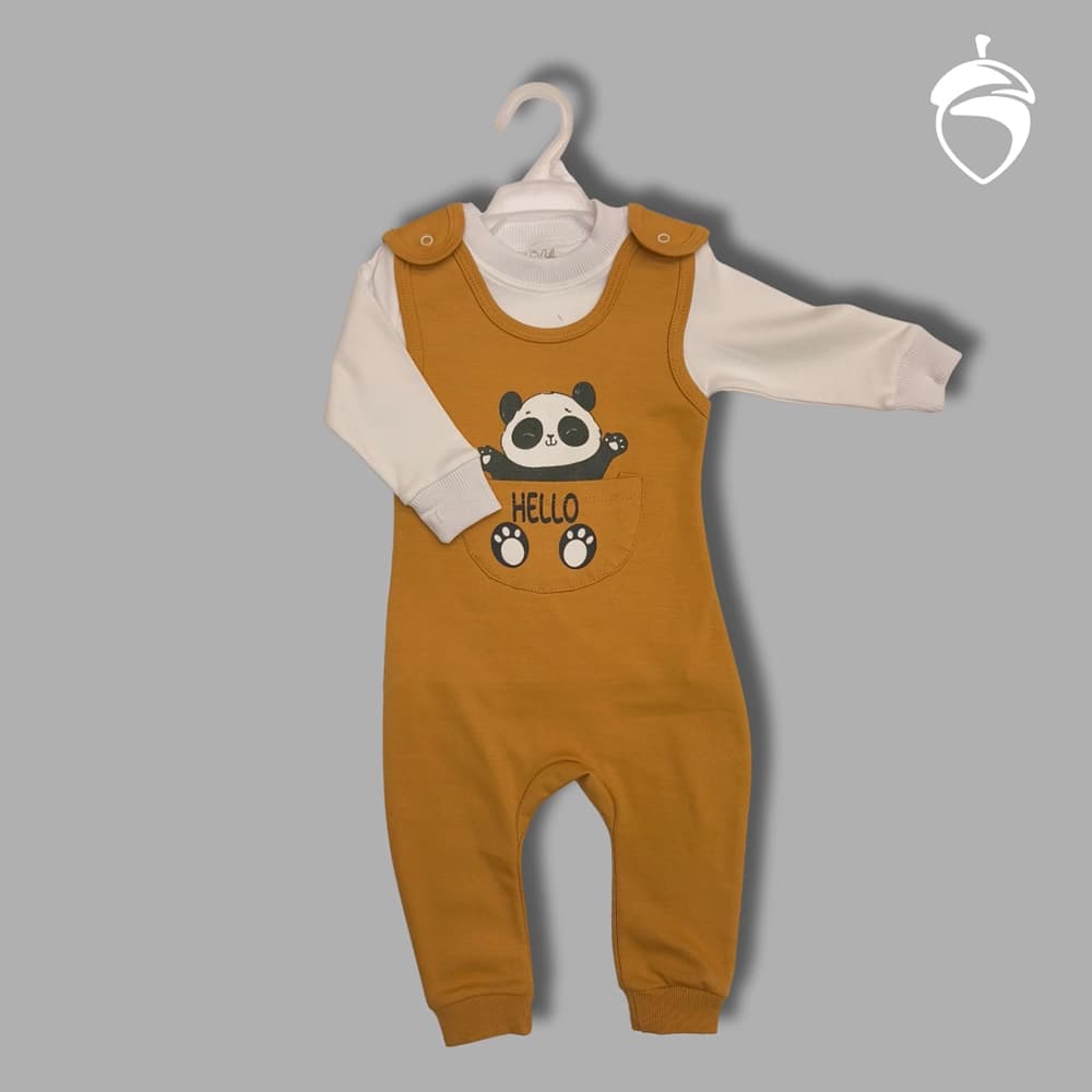 سرهمی دوتیکه نوزادی مدل Hello Panda — تصویر ۲