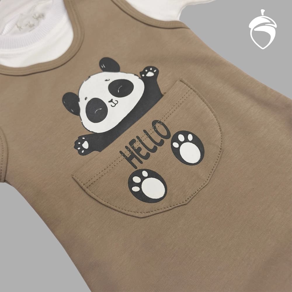 سرهمی دوتیکه نوزادی مدل Hello Panda — تصویر ۳