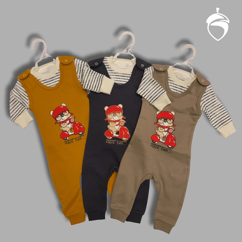 سرهمی دوتیکه نوزادی مدل Teddy Motor