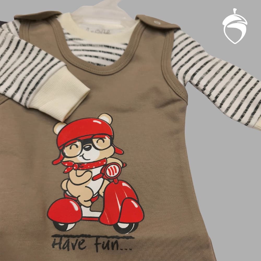 سرهمی دوتیکه نوزادی مدل Teddy Motor — تصویر ۲
