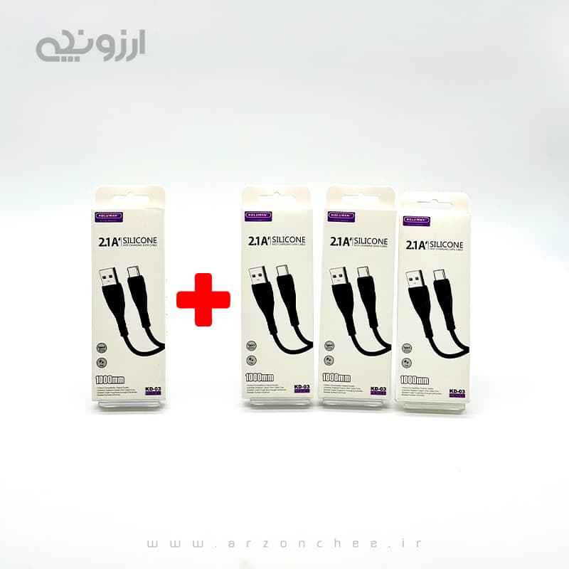 پک کابل شارژ تایپ سی مدل کلومن KD03 (یکی بخر 4تا ببر)