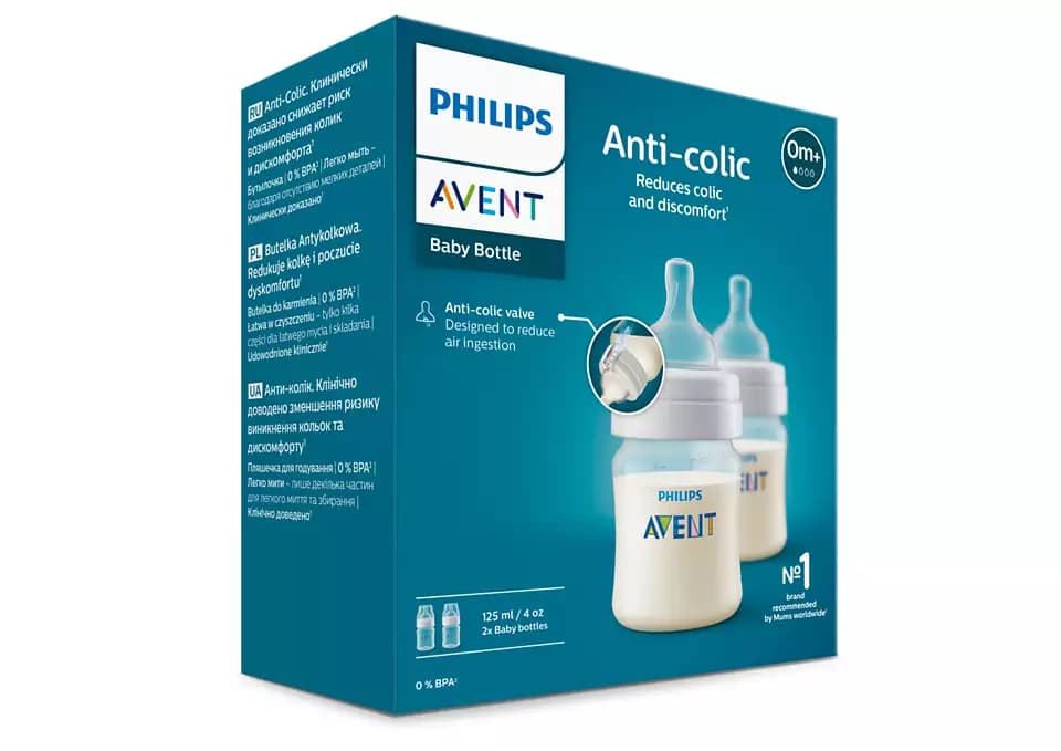 شیشه شیر کلاسیک ۱۲۵ میلی‌لیتر دوتایی فیلیپس اونت PHILIPS AVENT سری AntiColic — تصویر ۸
