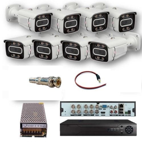 پکیج ۸ عددی دوربین مداربسته فول اچ دی با تشخیص چهره مناسب کارخانه و ساختمان — تصویر ۲