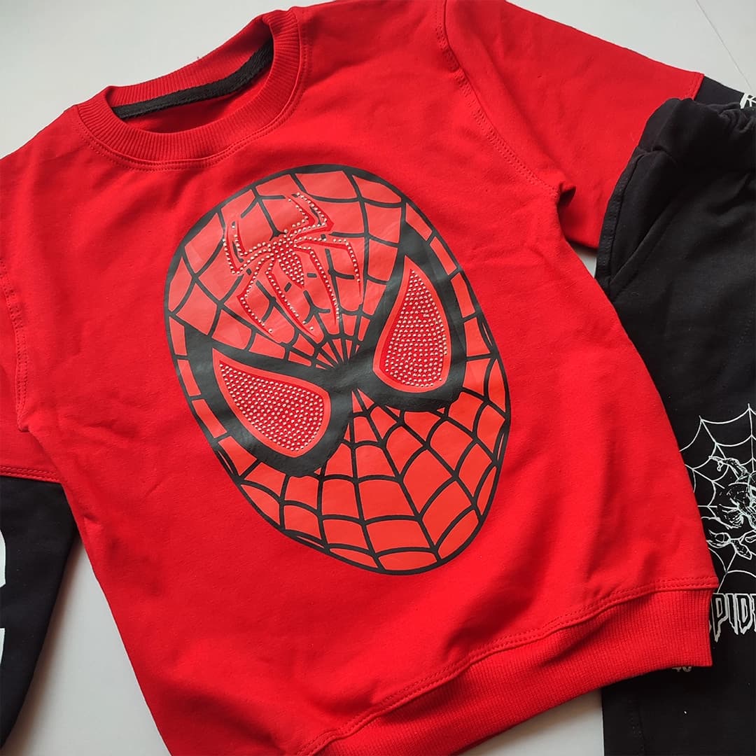 بلوز شلوار مرد عنکبوتی نگین‌دار Spider Man — تصویر ۲
