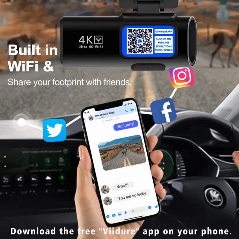 دوربین ثبت وقایع خودرو 2 دوربین مدل OK309-4K WiFi — تصویر ۷