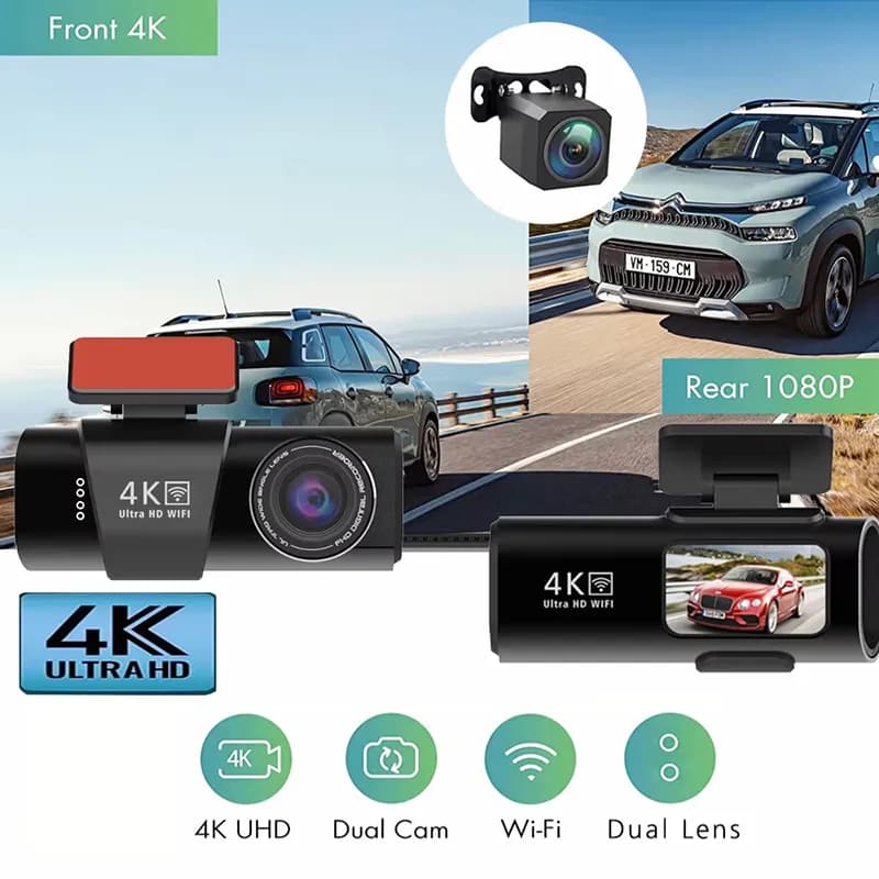 دوربین ثبت وقایع خودرو 2 دوربین مدل OK309-4K WiFi — تصویر ۵