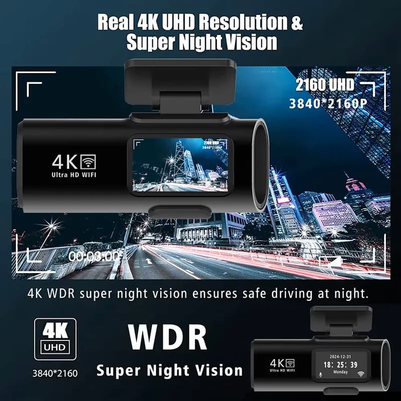 دوربین ثبت وقایع خودرو 2 دوربین مدل OK309-4K WiFi — تصویر ۹