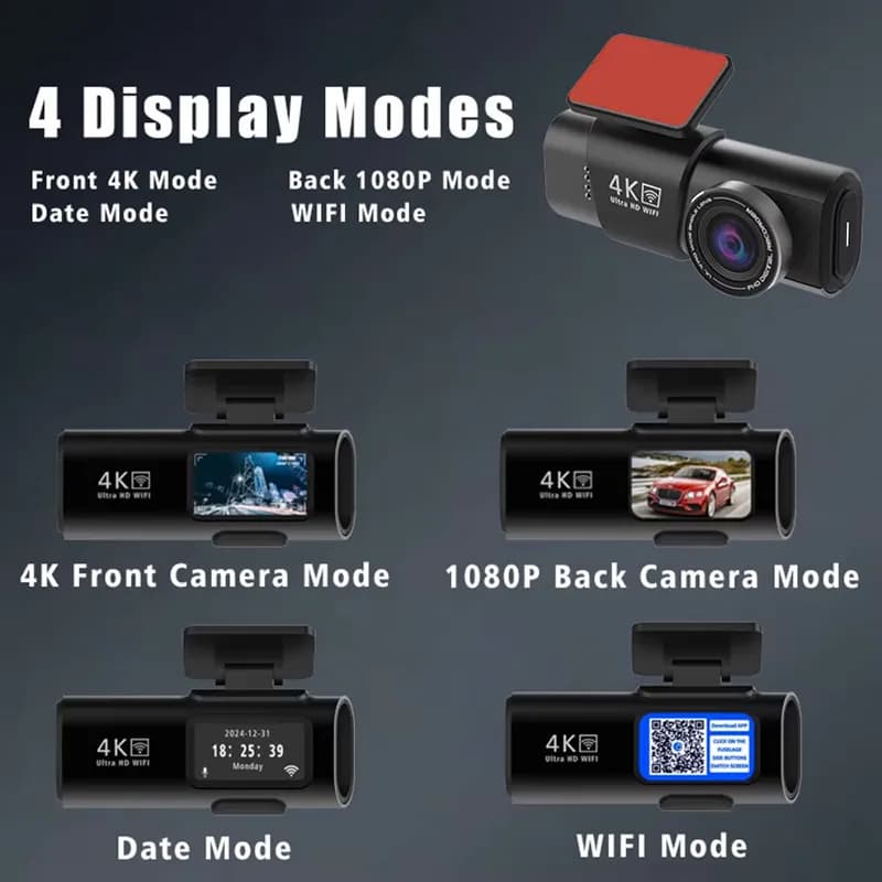 دوربین ثبت وقایع خودرو 2 دوربین مدل OK309-4K WiFi — تصویر ۶