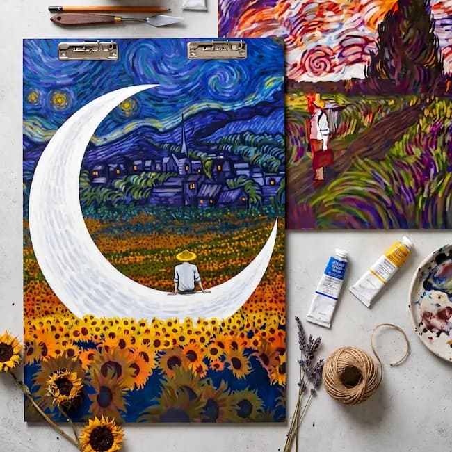 تخته شاسی A2 هشتگ طرح ون گوک — تصویر ۵