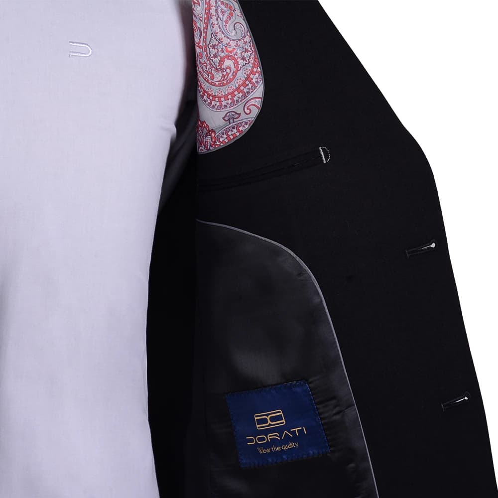 کت و شلوار دو دکمه مشکی ساده — تصویر ۷