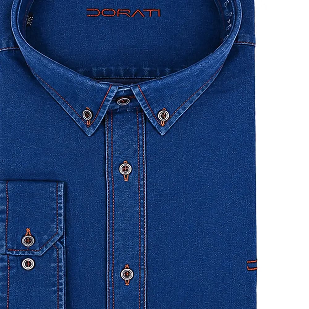 پیراهن جین مردانه آبی کاربنی – تک‌سایز XXL — تصویر ۲