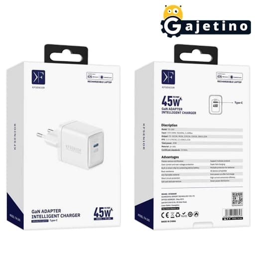 شارژر دیواری ۴۵ وات کی اف سنیور مدل KF Senior TH-245 | گجتینو — تصویر ۳