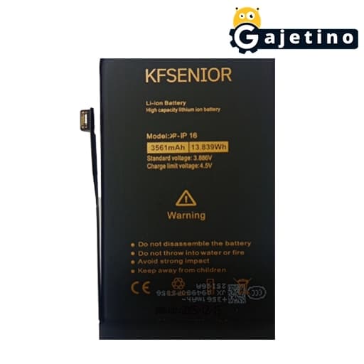 باتری آیفون 16 کی اف سنیور | KF Senior iPhone 16 Battery همراه 6 ماه گارانتی تعویض | گجتینو