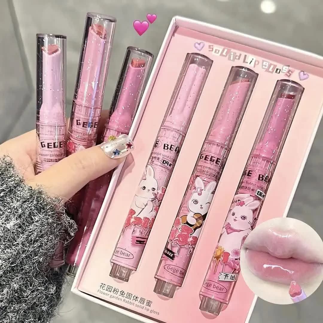 لیپ گلاس جی جی بیر GeGe Bear مدل Solid Lip Gloss سر قلبی شاین دار پک ۳ عددی — تصویر ۷