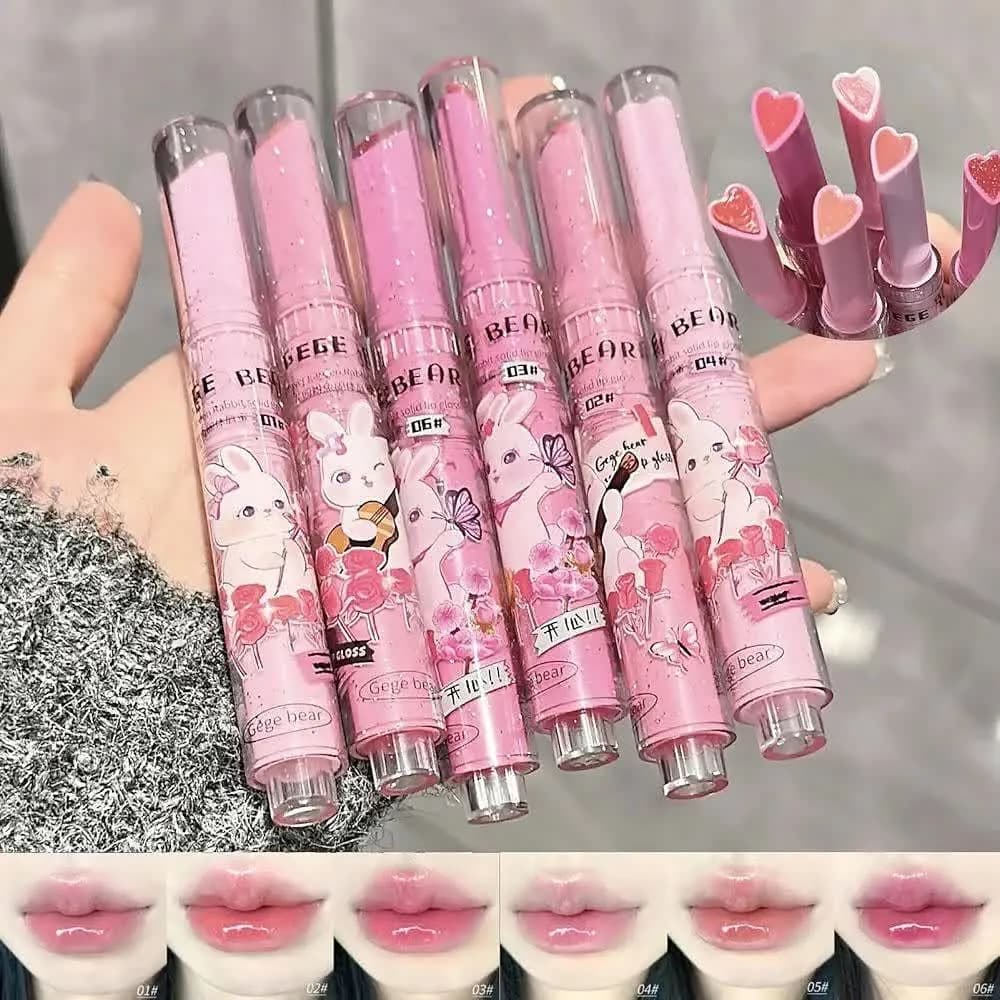 لیپ گلاس جی جی بیر GeGe Bear مدل Solid Lip Gloss سر قلبی شاین دار پک ۳ عددی — تصویر ۳