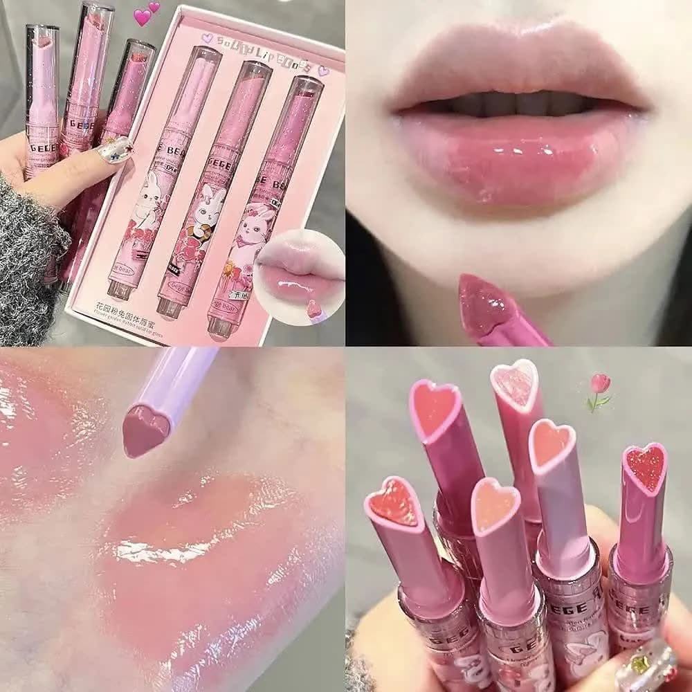 لیپ گلاس جی جی بیر GeGe Bear مدل Solid Lip Gloss سر قلبی شاین دار پک ۳ عددی — تصویر ۸