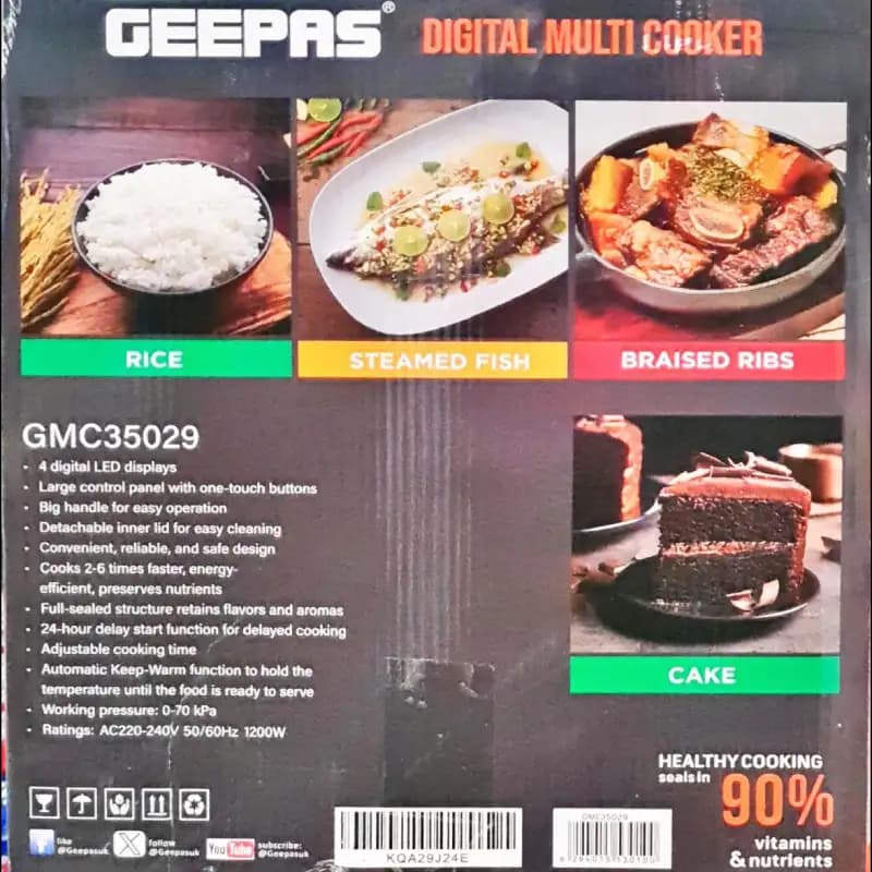 زودپز جیپاس ۸ لیتری ۱۴ کاره دیجیتالی مدل GMC35029 — تصویر ۲
