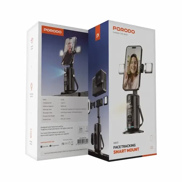 پایه هوشمند Porodo با ردیابی چهره (Porodo Face Tracking Smart Mount) – برای تولید محتوا حرفه‌ای و بدون دست — تصویر ۶
