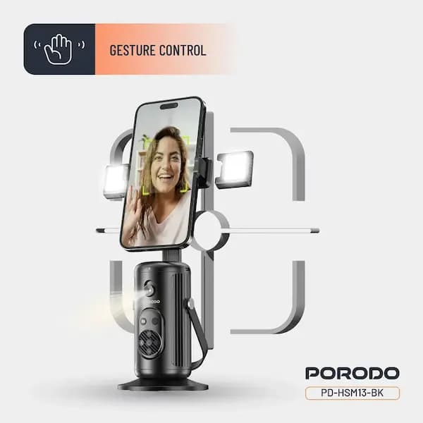 پایه هوشمند Porodo با ردیابی چهره (Porodo Face Tracking Smart Mount) – برای تولید محتوا حرفه‌ای و بدون دست — تصویر ۲