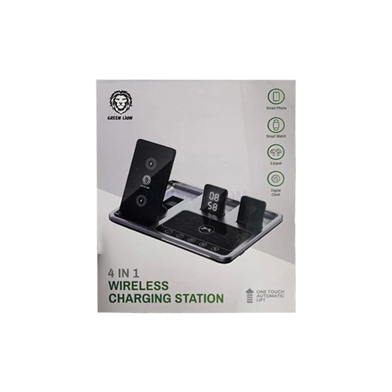 شارژر رومیزی گرین لاین Green Lion Wireless Charging Station 4 in 1 مدل GN4IN1WCSGY — تصویر ۲