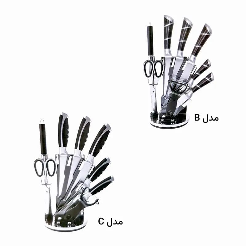 ست کارد و ساطور آشپزخانه ۹ تکه استیل Venice Italy — تصویر ۳