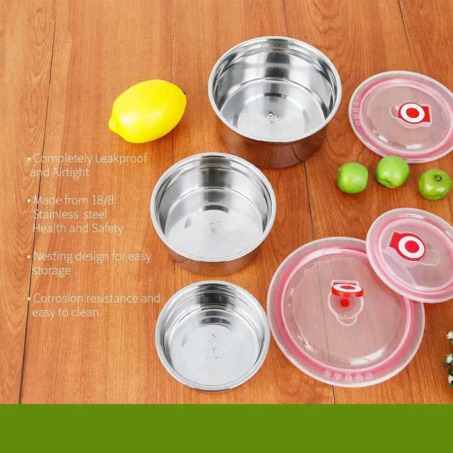 ست ۳ تایی ظرف نگهدارنده غذا استیل protect fresh box — تصویر ۲