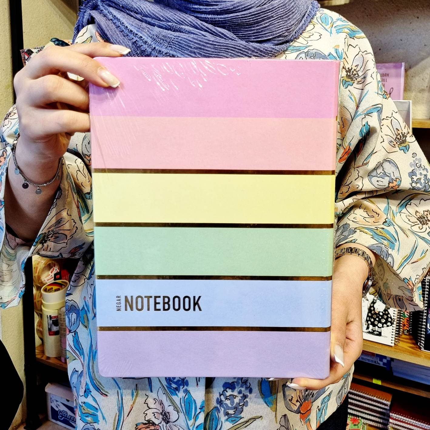 کلاسور 26 حلقه فلزی طلاکوب نگار مدل Rainbow