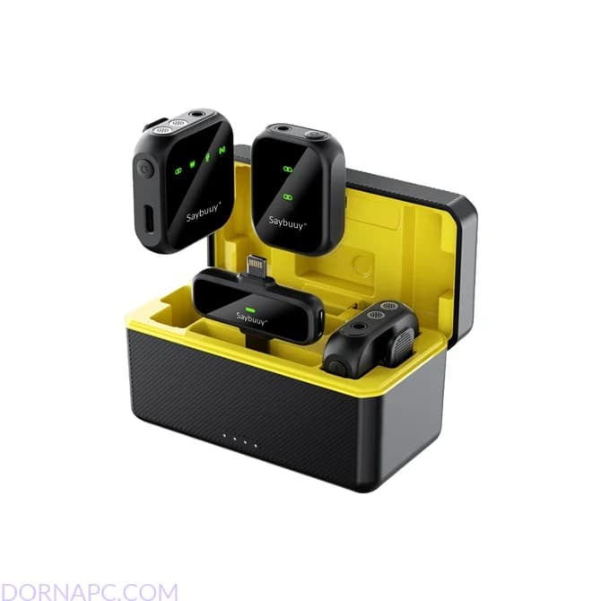 میکروفون بی سیم یقه ای سی بای مدل SAYBUUY MIC1 Pro | دو فرستنده با نویز کنسلینگ مناسب موبایل، لپ تاپ و دوربین — تصویر ۴