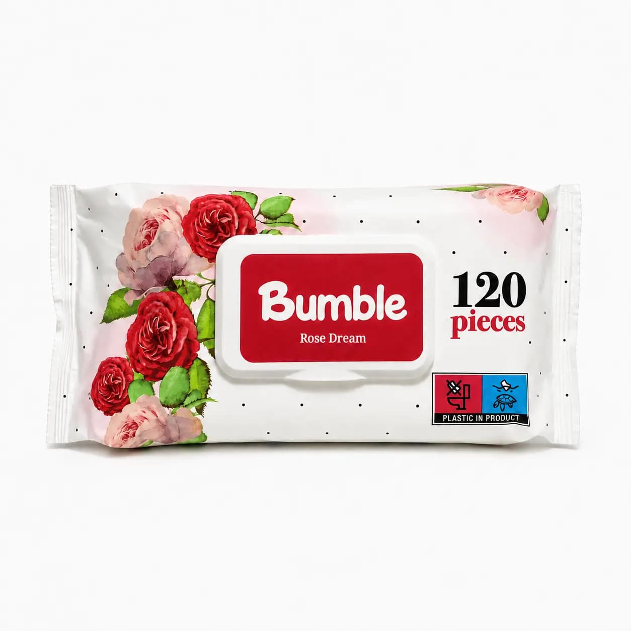 دستمال مرطوب رایحه گل رز بامبل Bumble مدل Rose Dream تعداد 120 عدد