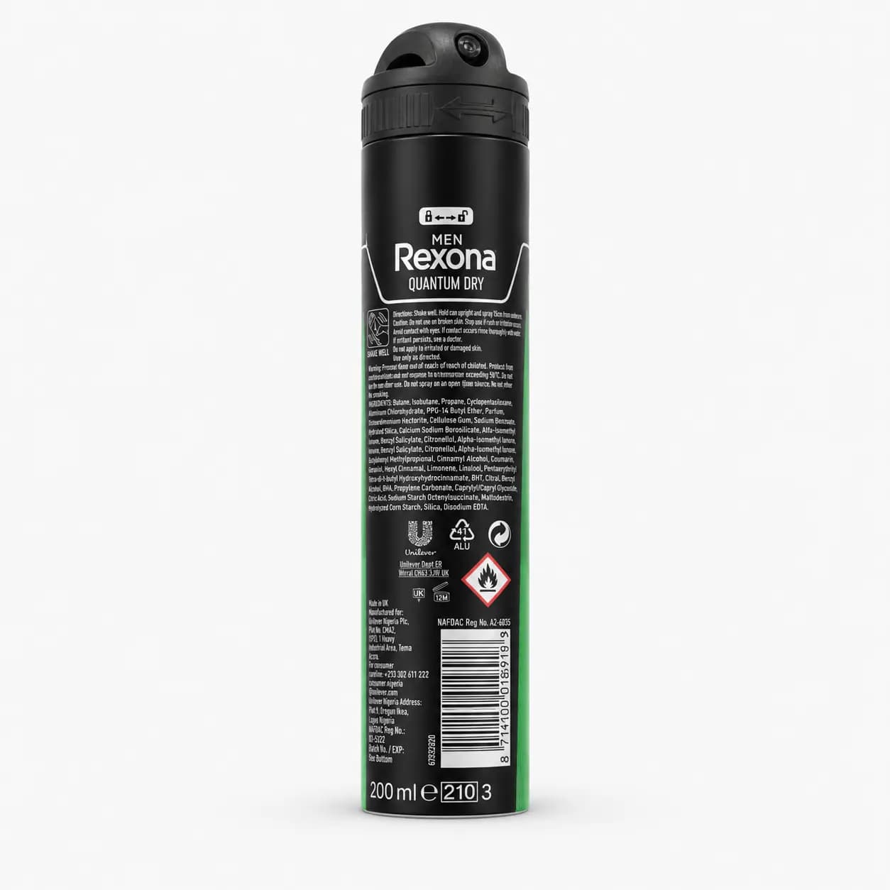 اسپری ضد تعریق مردانه رکسونا Quantum Dry حجم ۲۰۰ میلیلیتر ایتالیایی — تصویر ۲